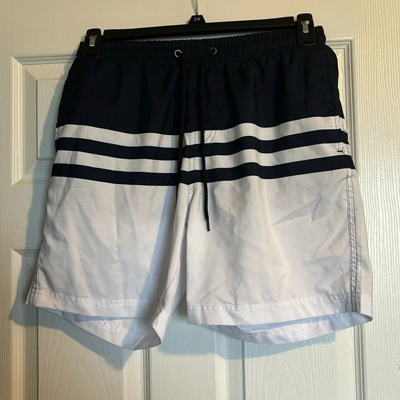 Club Room men’s white and blue swim trunks size small - Picture 1 of 7